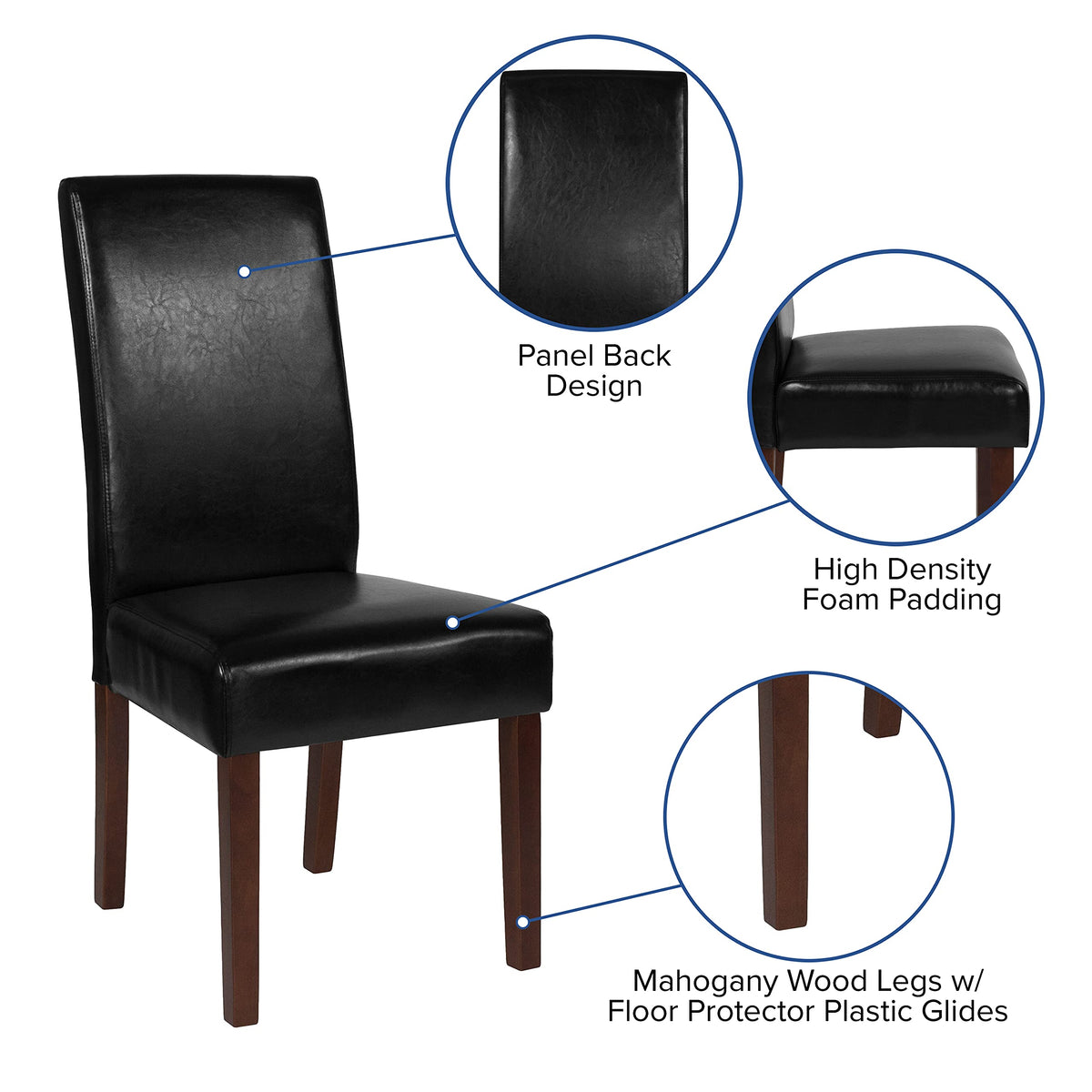 Black Faux Leather Parsons Chair 4-Pack G70334