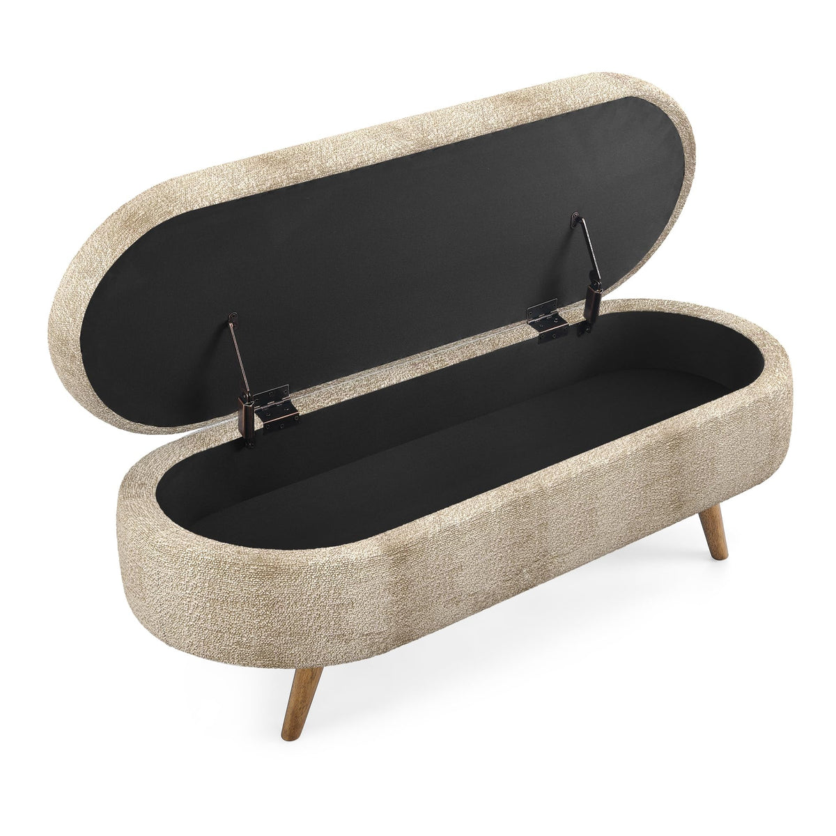 Oval Storage Bench with Rubber Wood Legs Gray J251