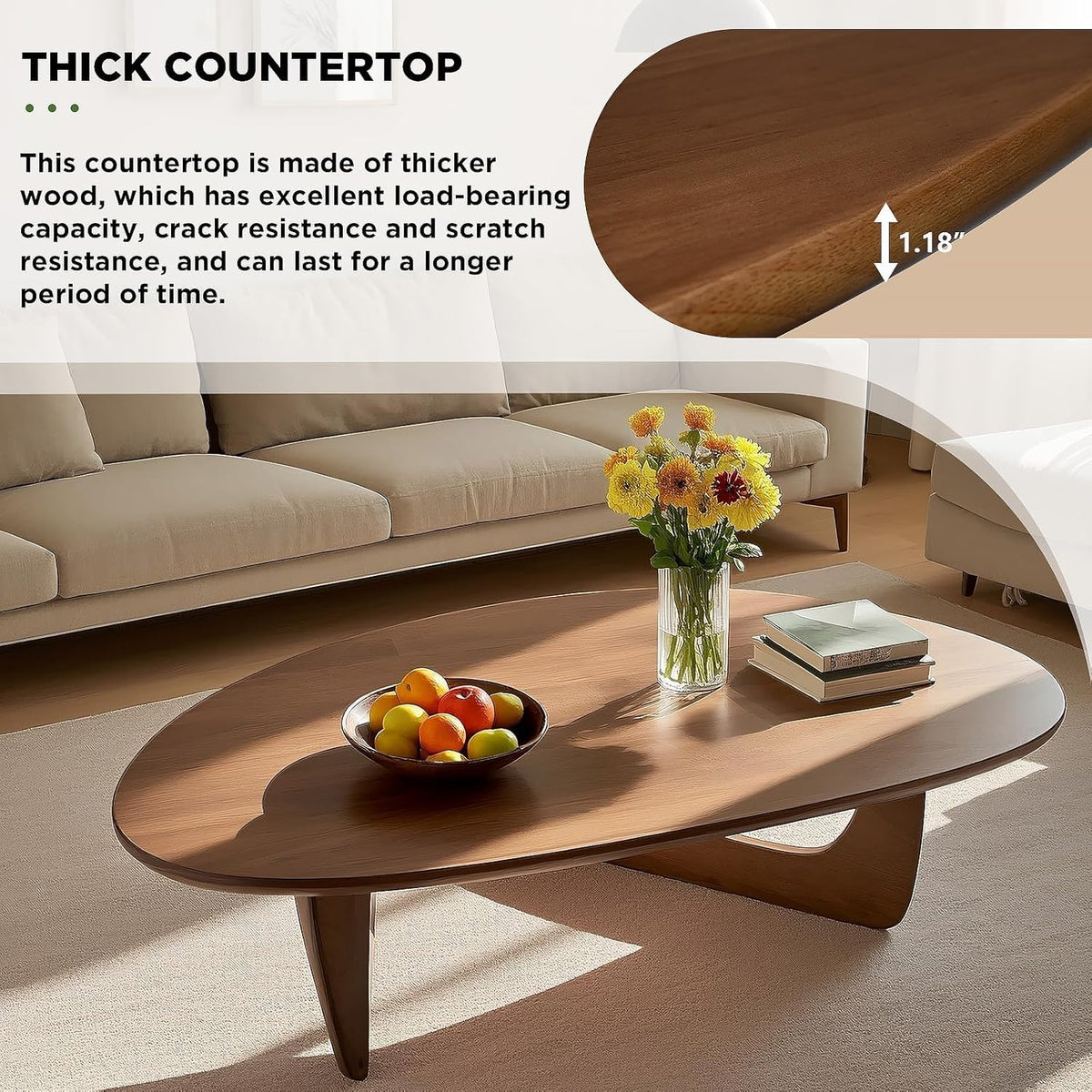 Solid Wood Oval Coffee Table 35"Lx24"Wx16"H L5841