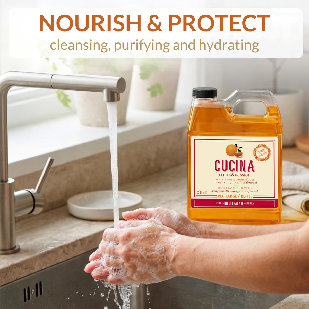 Liquid Hand Soap Refill, Orange & Fennel, 1 L R81909