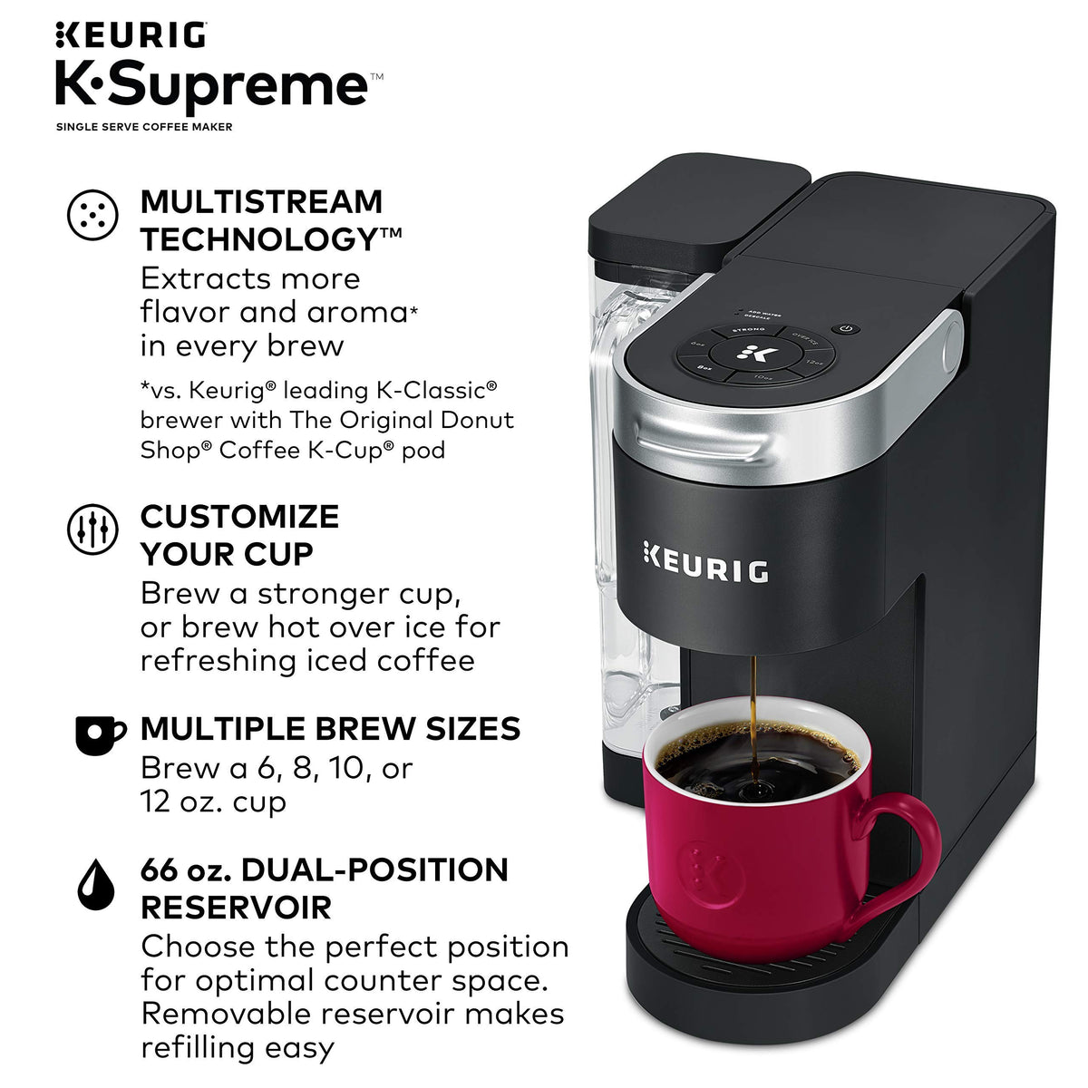 Compact Single Door Mini Fridge with Freezer, 2.5 Cubic Feet, Black & Single Serve K-Cup Pod Coffee Maker, Black Y773