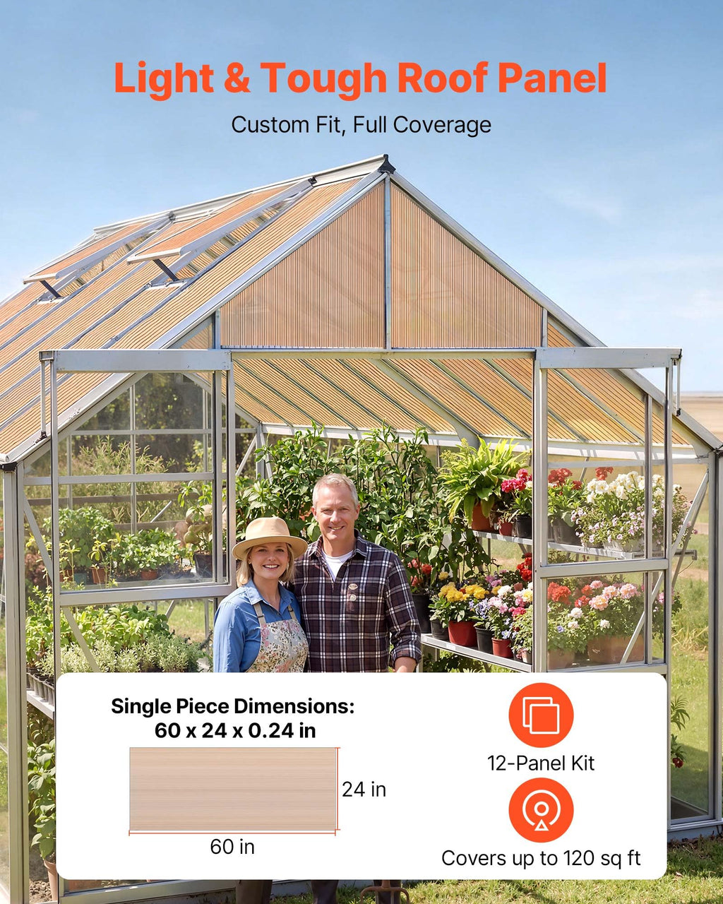 12Pcs Polycarbonate Roofing Panels Double Layer O7186