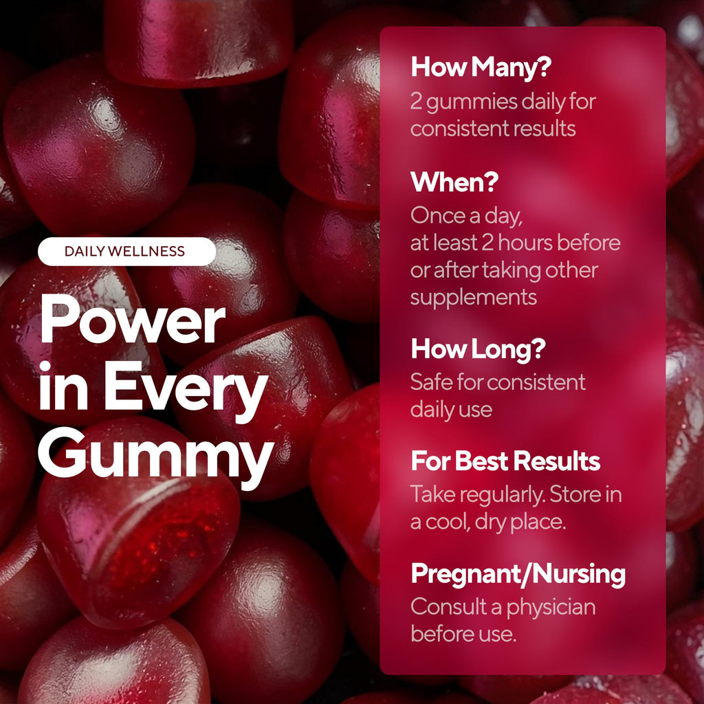 Beet Root Gummies with CoQ10, Grape Seed, Vitamin C, B12 & B3 S858