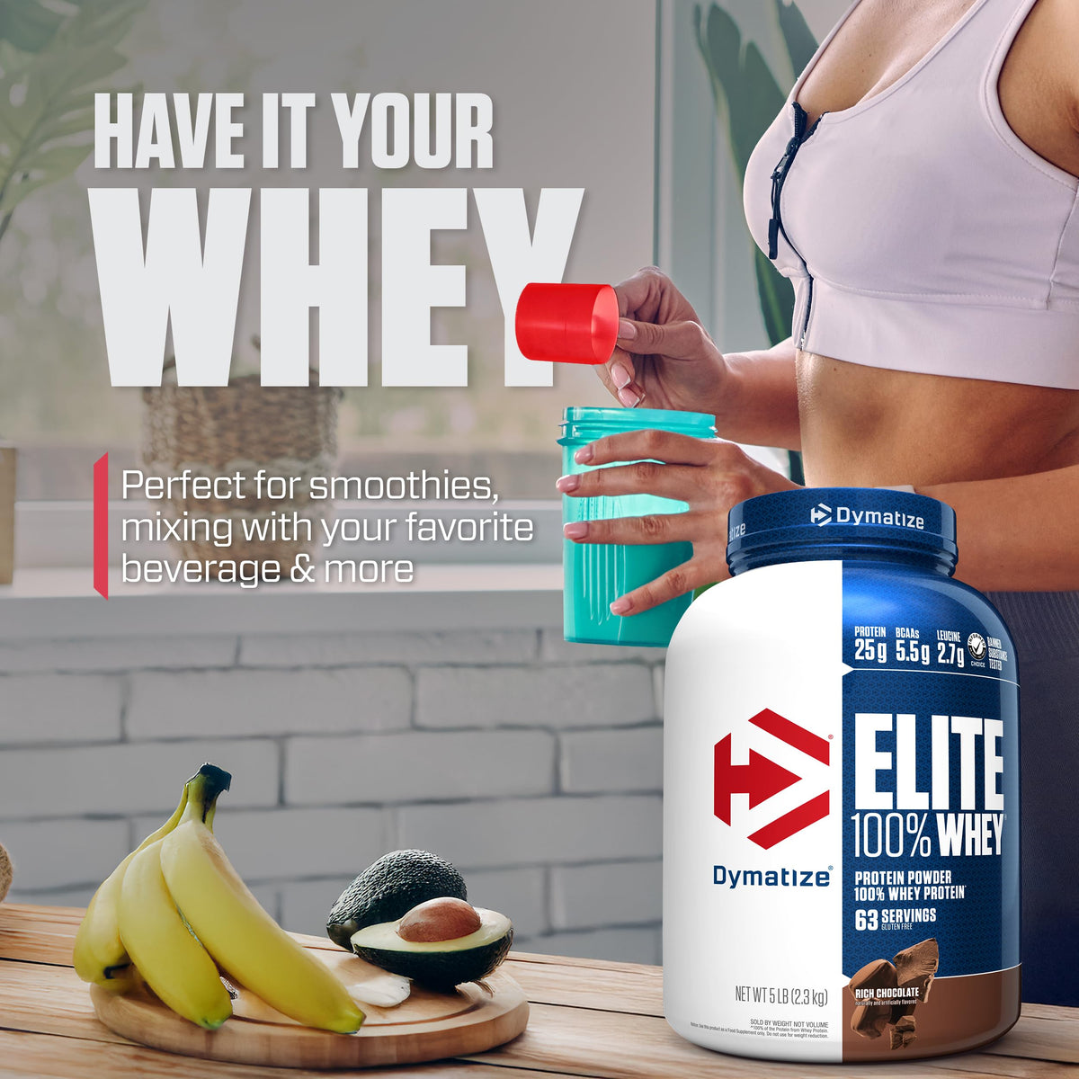 100% Whey Protein Powder, 25g Protein, Rich Chocolate, 5 Pound T329214