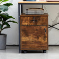1 Drawer Wood File Cabinet with Lock and Wheels V7490