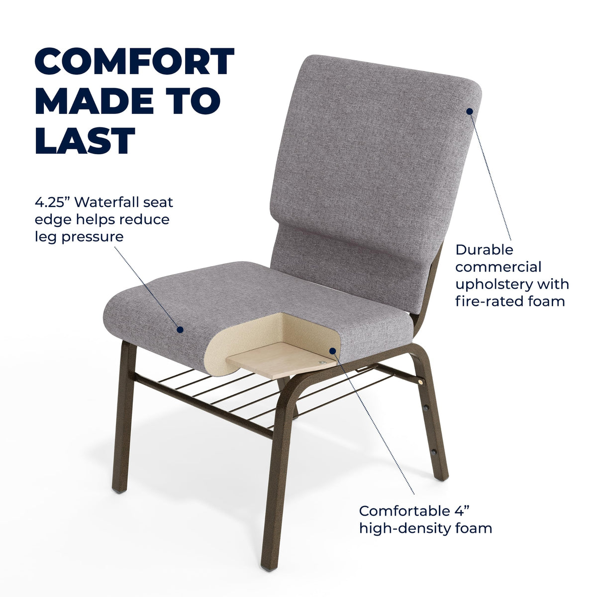 Gray Fabric Church Chair F788