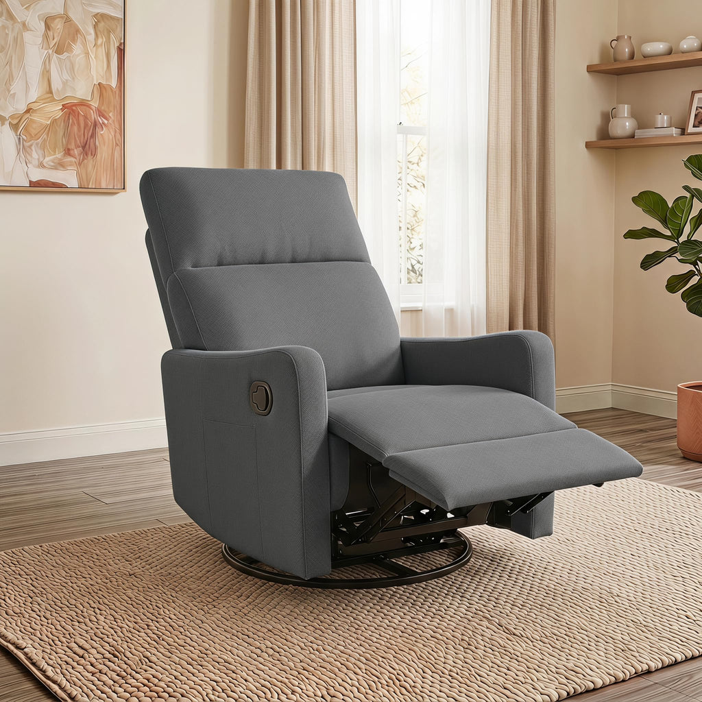 Light Brown Velvet Swivel Rocker Recliner Chair B55118