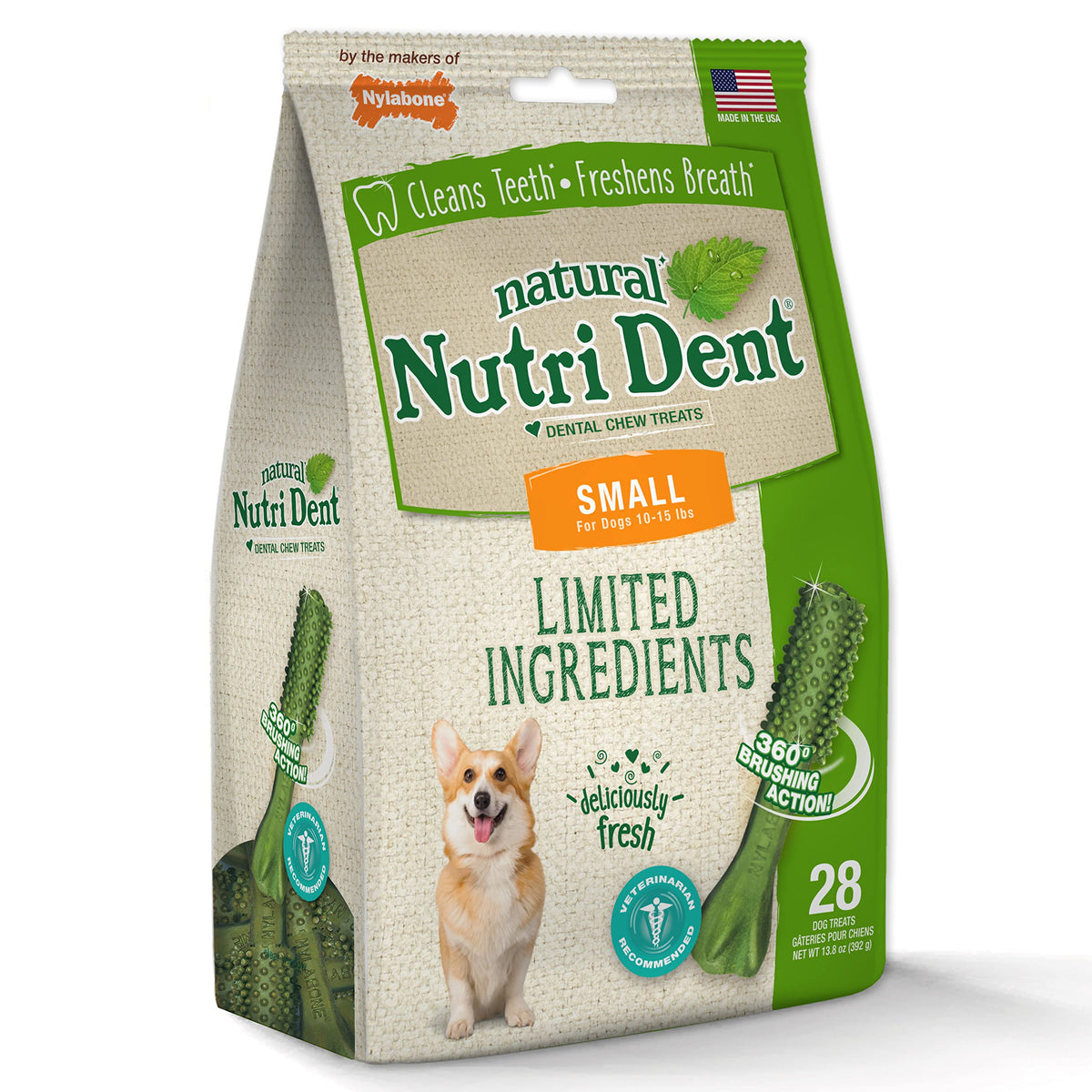 Natural Dog Dental Chews, Small 28 Count O55915
