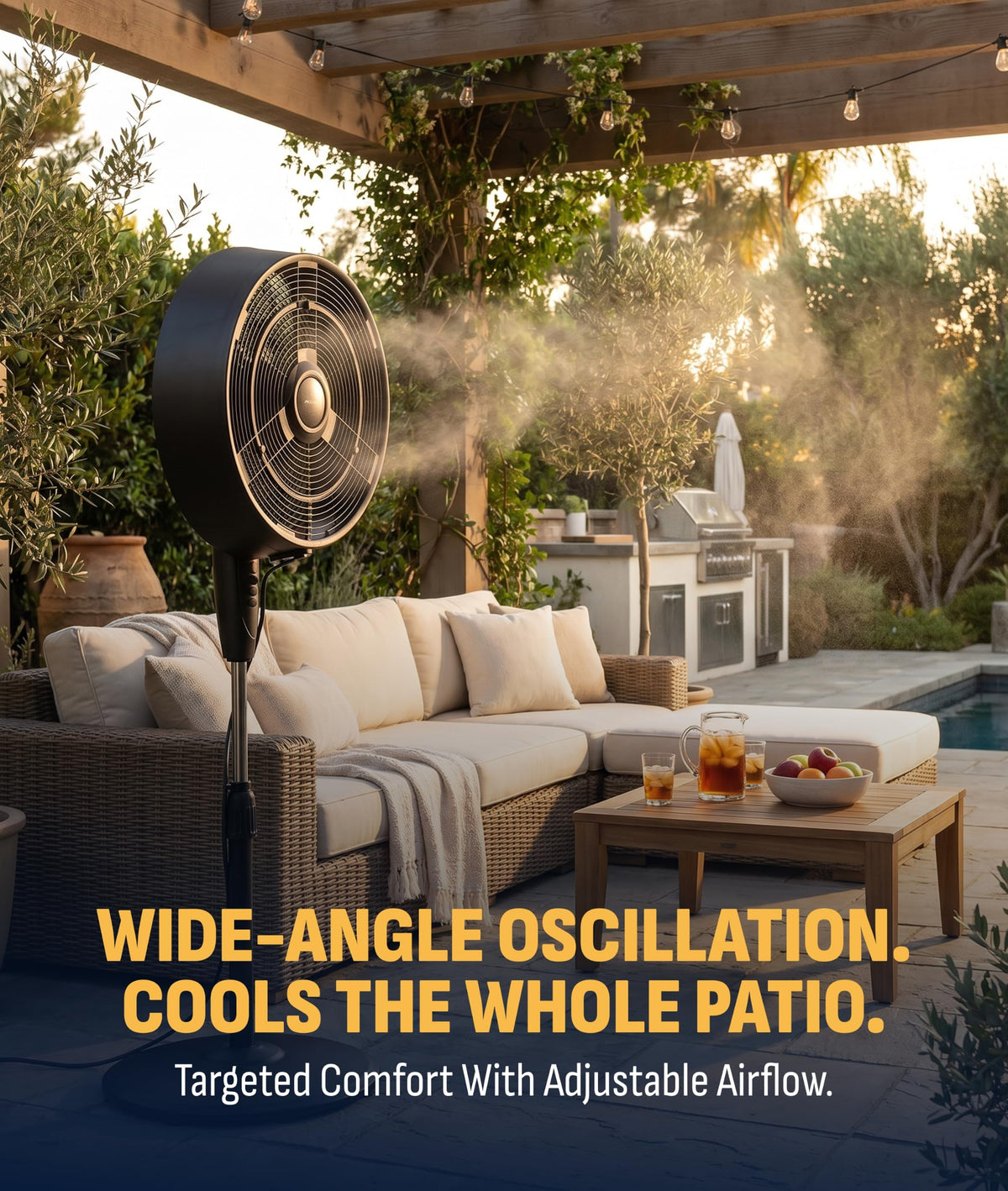 Outdoor Misting Pedestal Fan 1,600 CFM Oscillating 3 Speeds V758199
