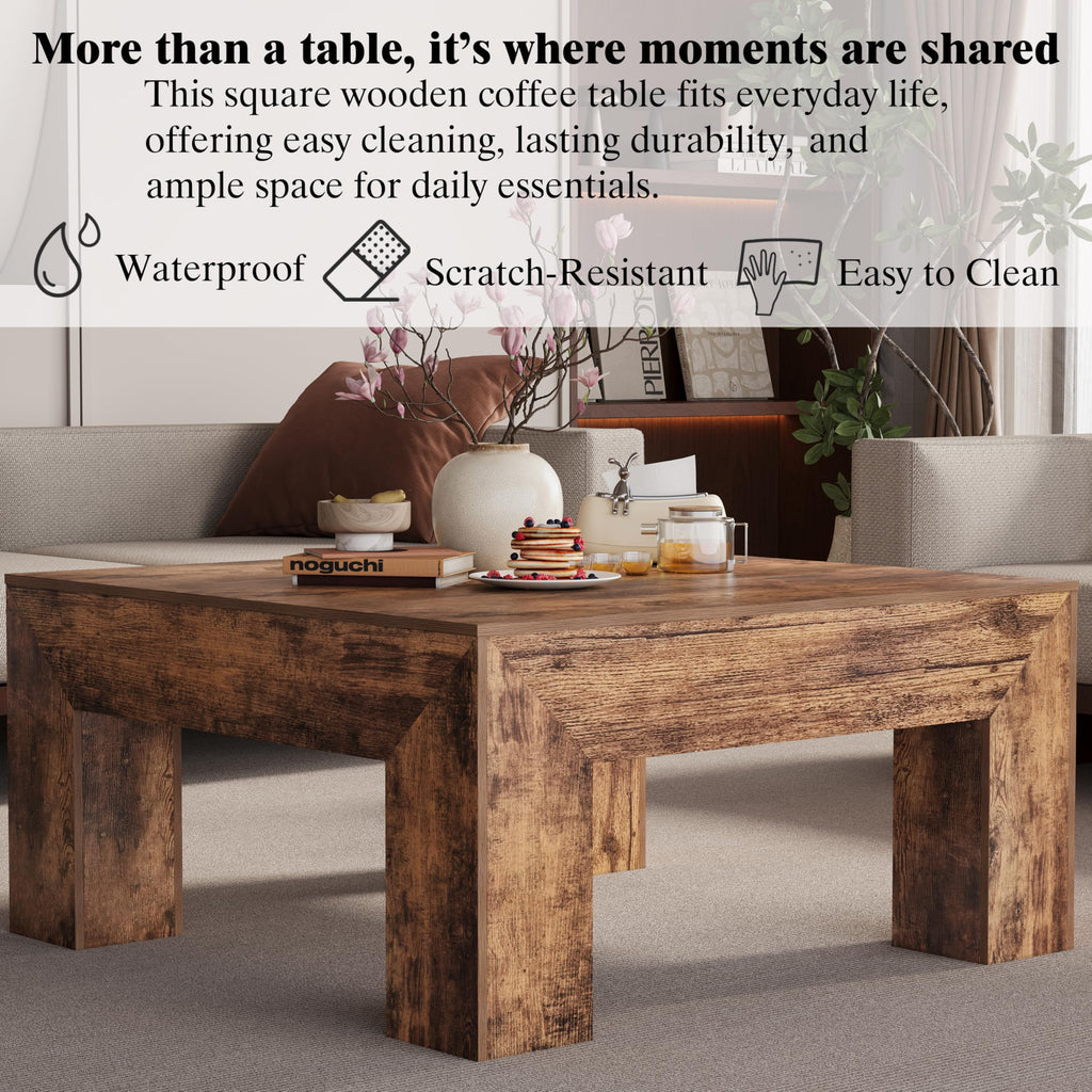 35" Wooden Square Coffee Table I159