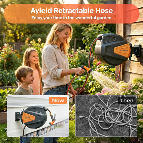 1/2"x100ft Retractable Wall Mount Garden Hose Reel S361