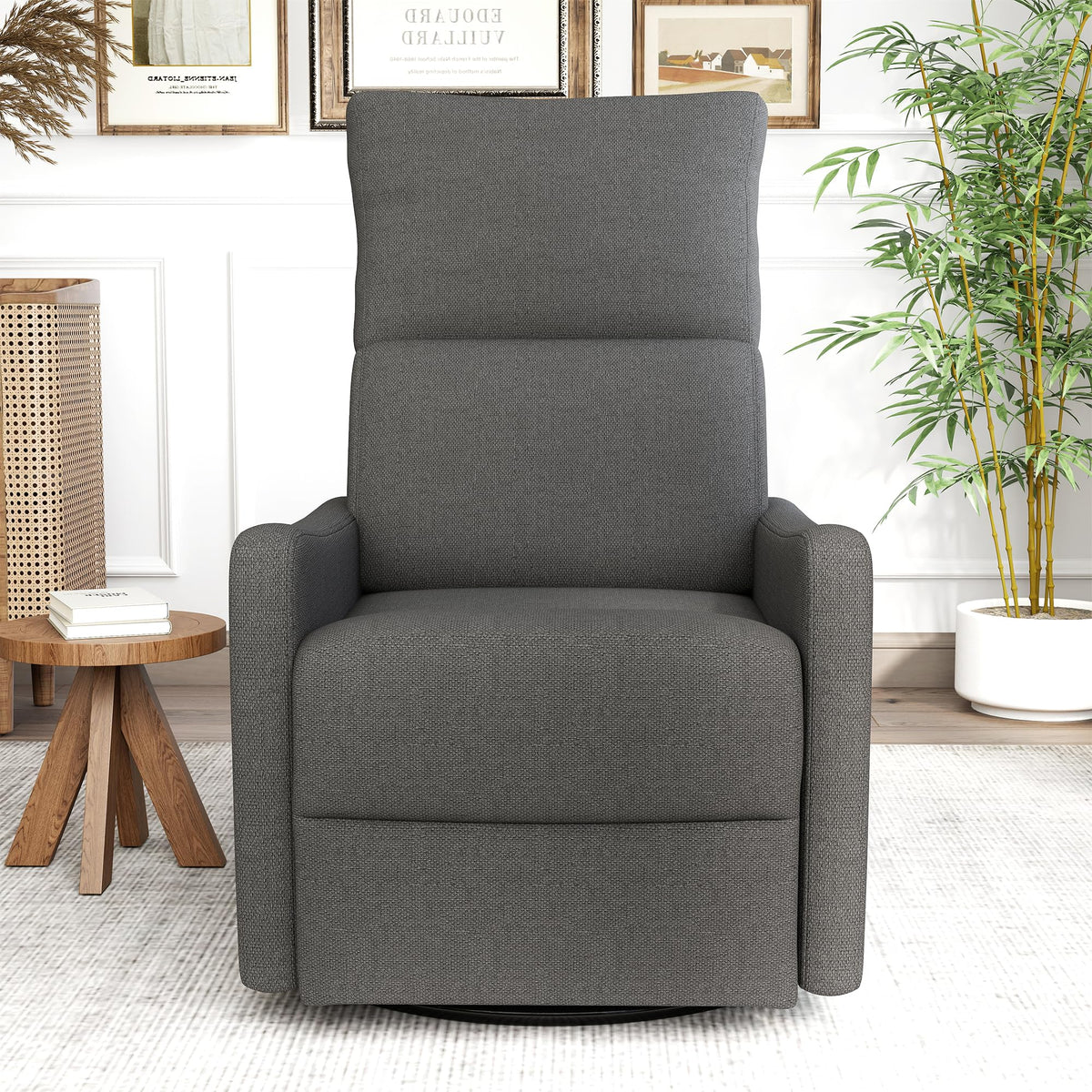 Light Brown Velvet Swivel Rocker Recliner Chair B55118