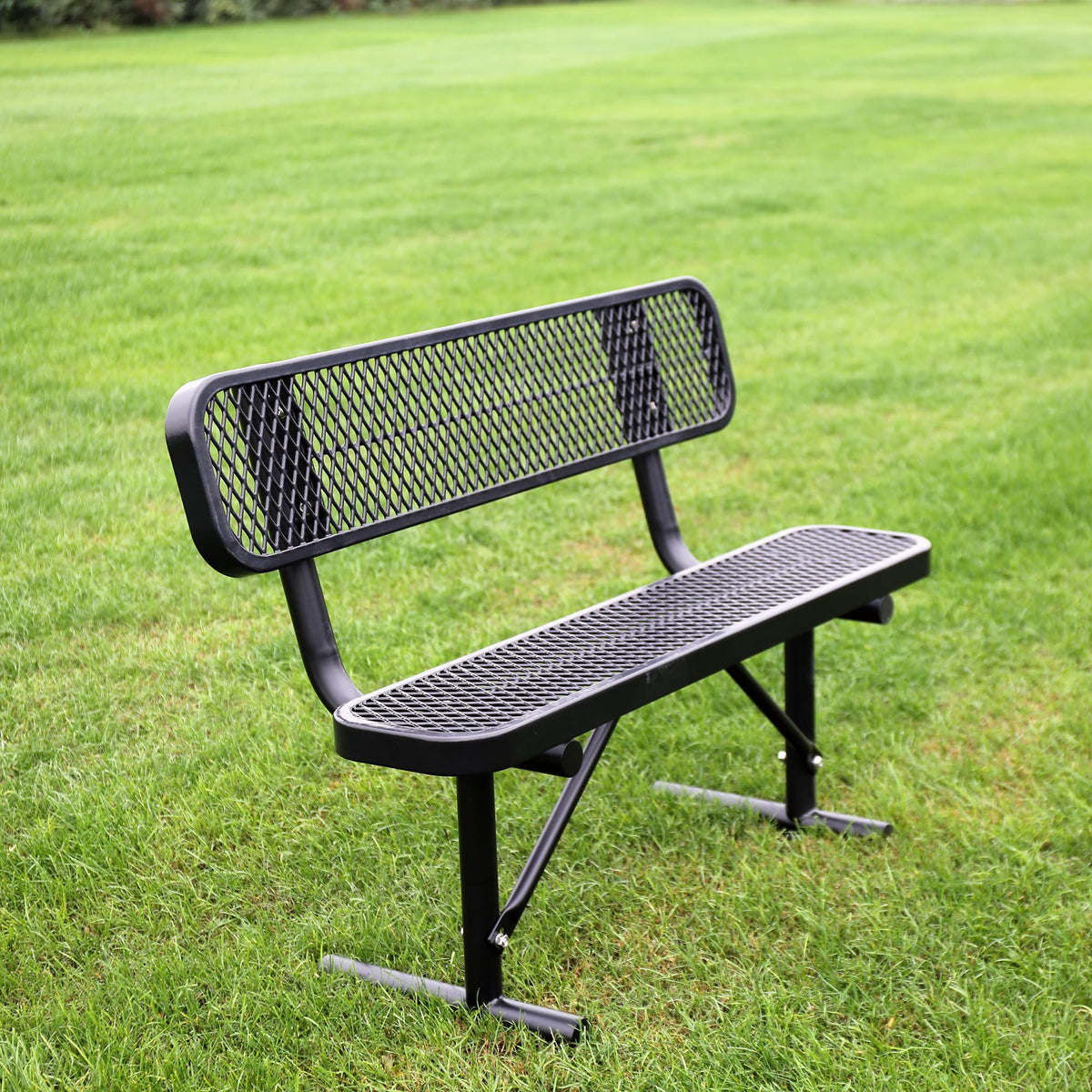 Black Metal Park Bench with Backrest F473689