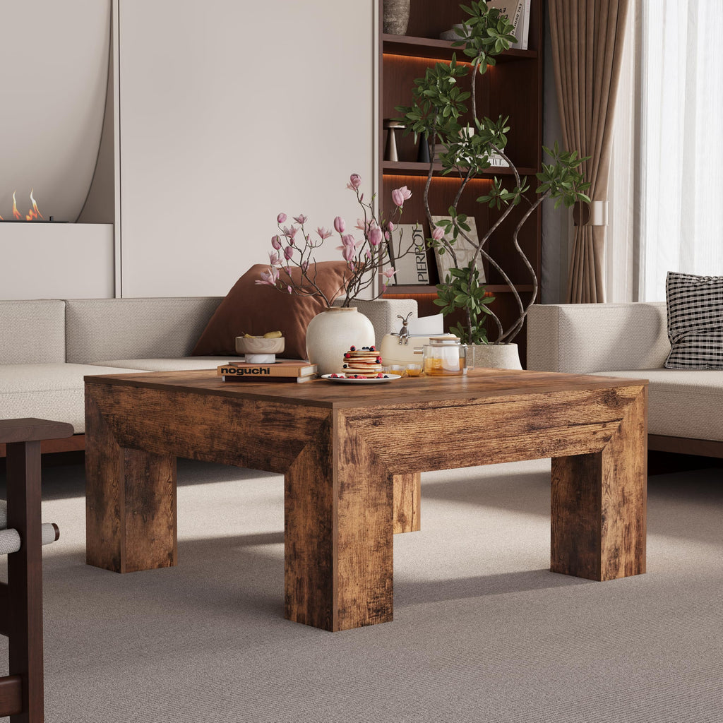 35" Wooden Square Coffee Table I159