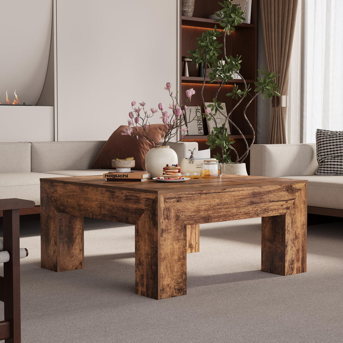 35" Wooden Square Coffee Table I159