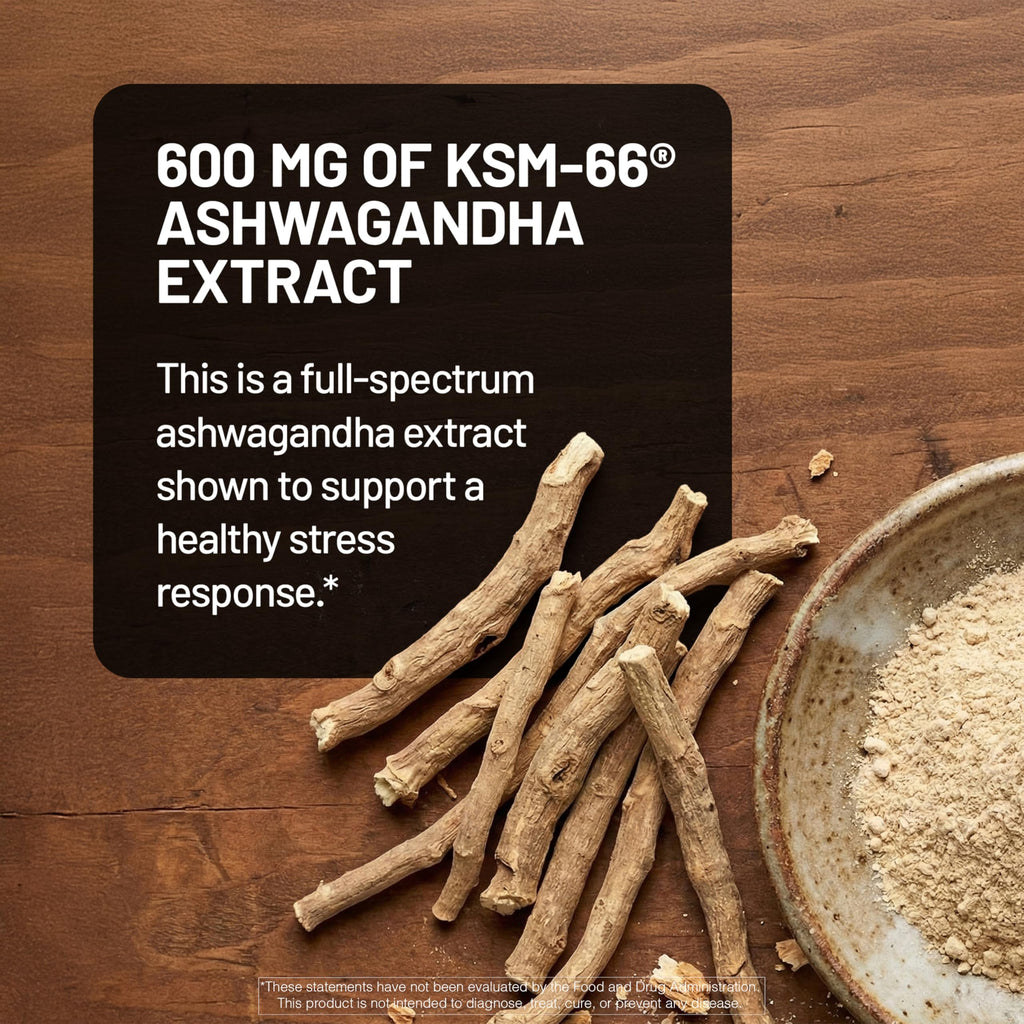 Ashwagandha with KSM-66 Extract GABA L-Theanine Rhodiola Rosea 60 Capsules P39202