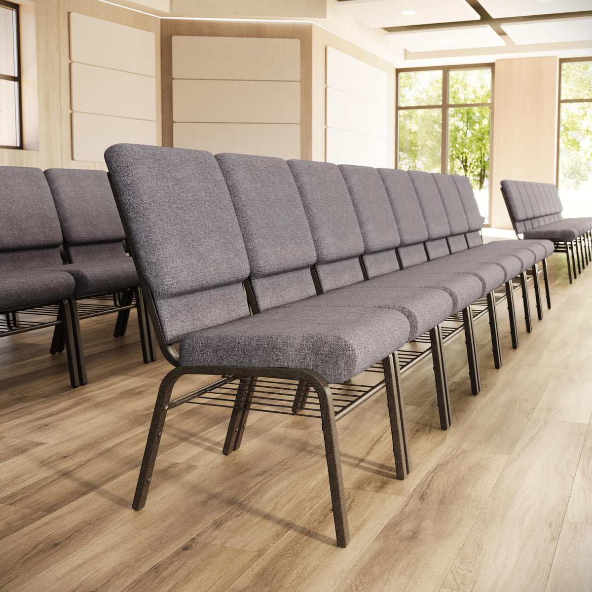 Gray Fabric Church Chair F788