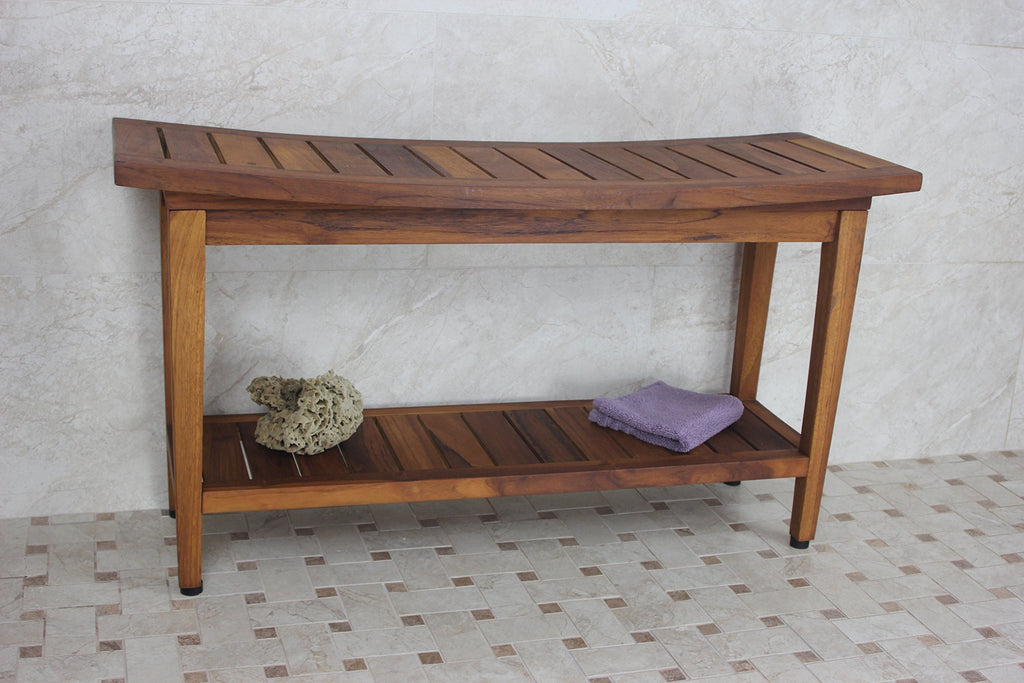36" Teak Shower Bench with Shelf U371991