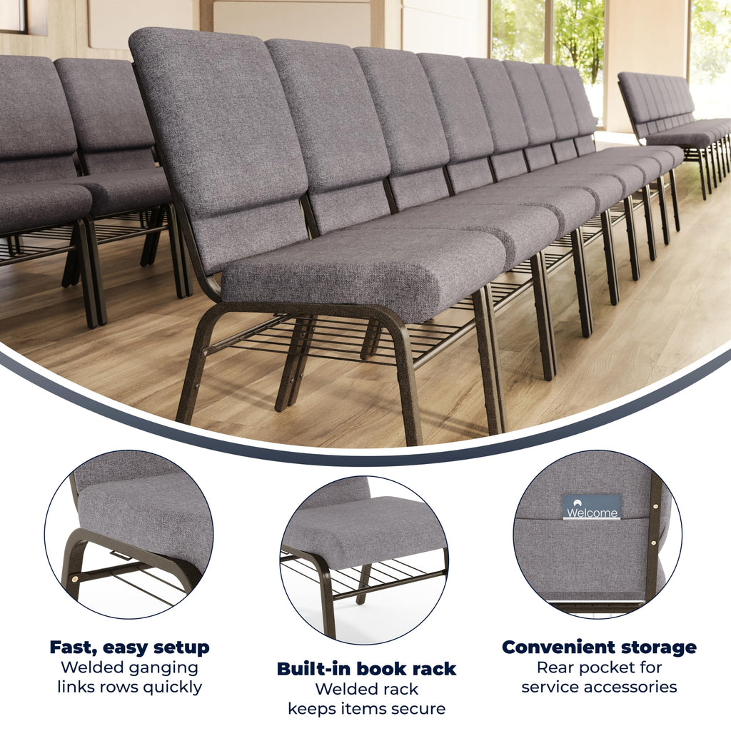 Gray Fabric Church Chair F788