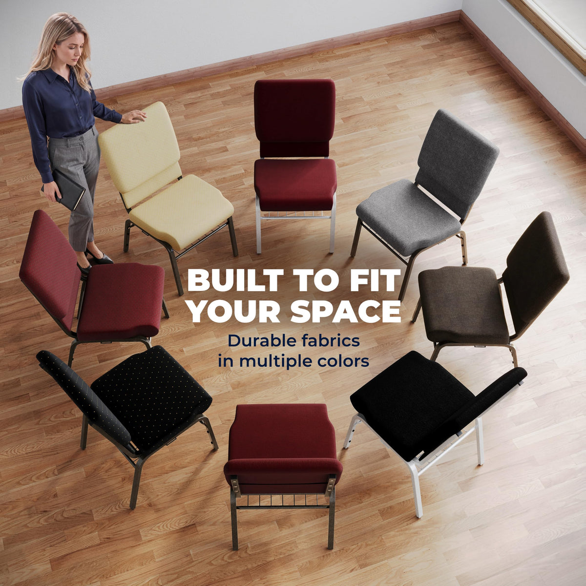 Gray Fabric Church Chair F788