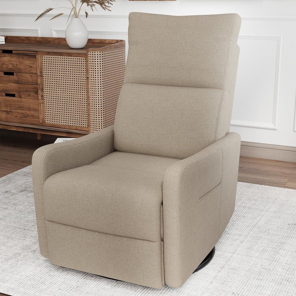Light Brown Velvet Swivel Rocker Recliner Chair B55118